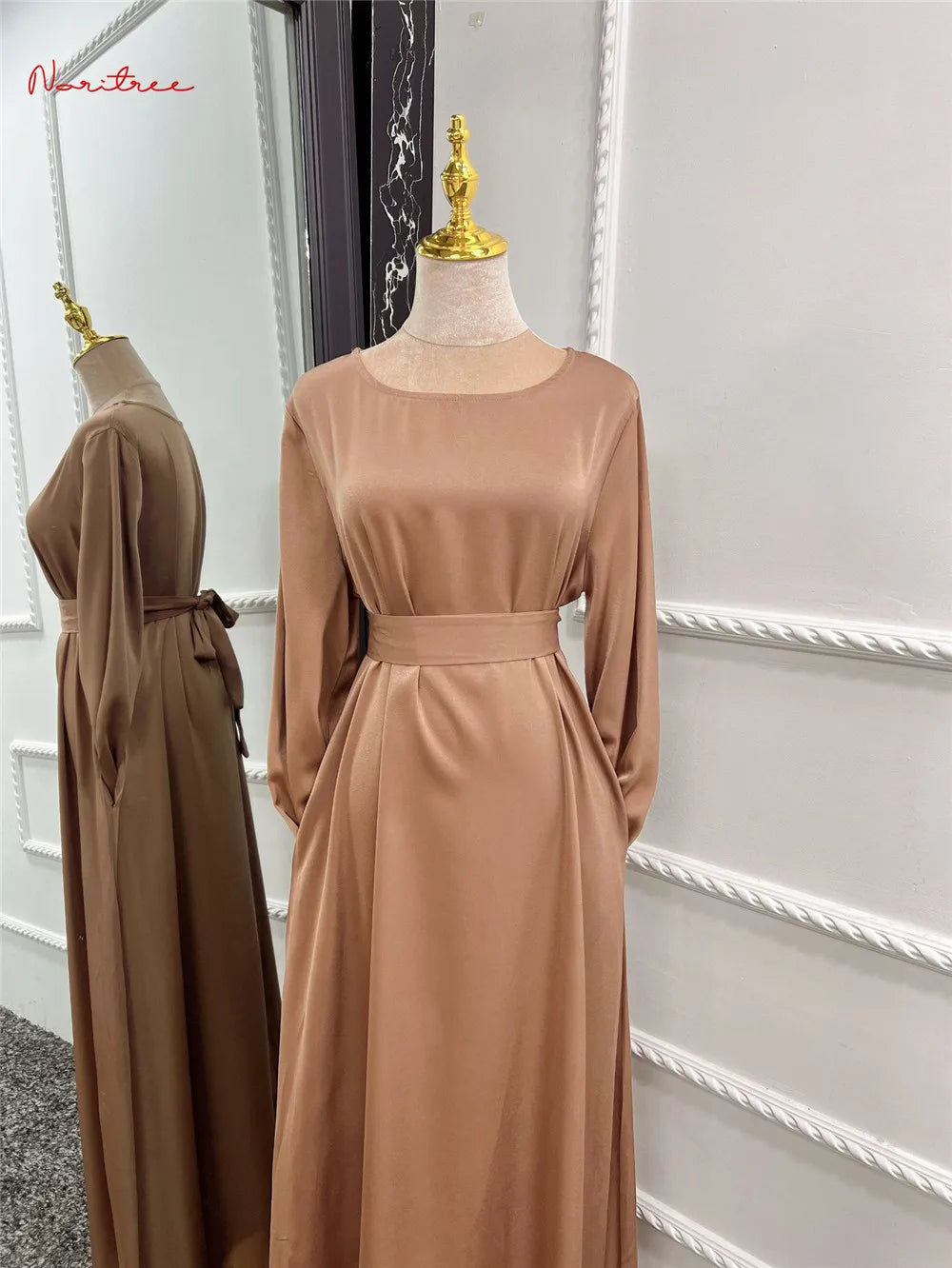 Full Length Flare Sleeve Soft Shiny Abaya for Women