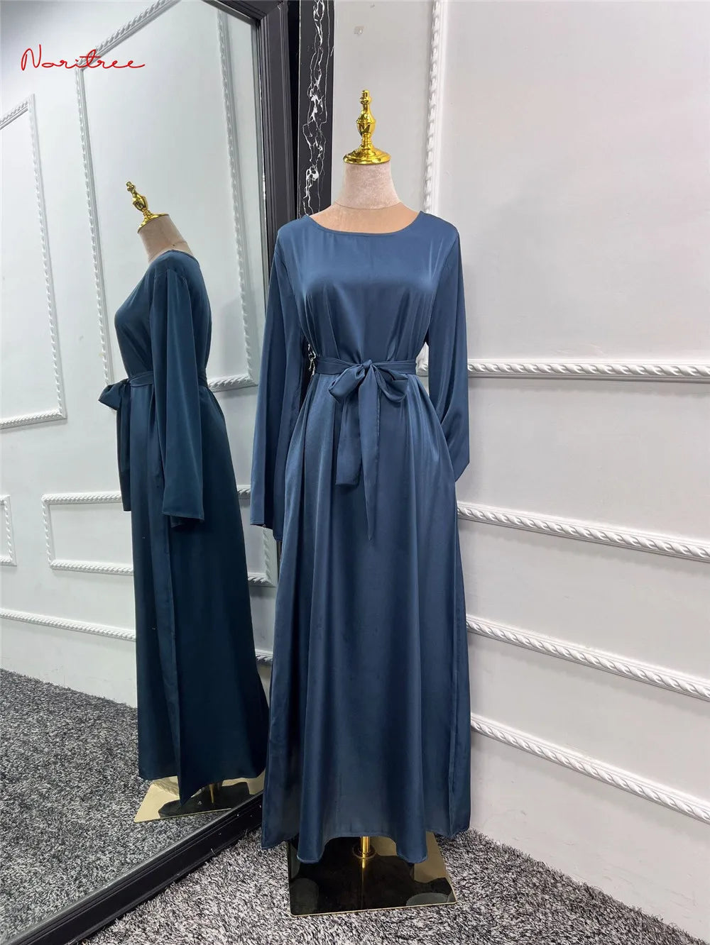 Full Length Flare Sleeve Soft Shiny Abaya for Women