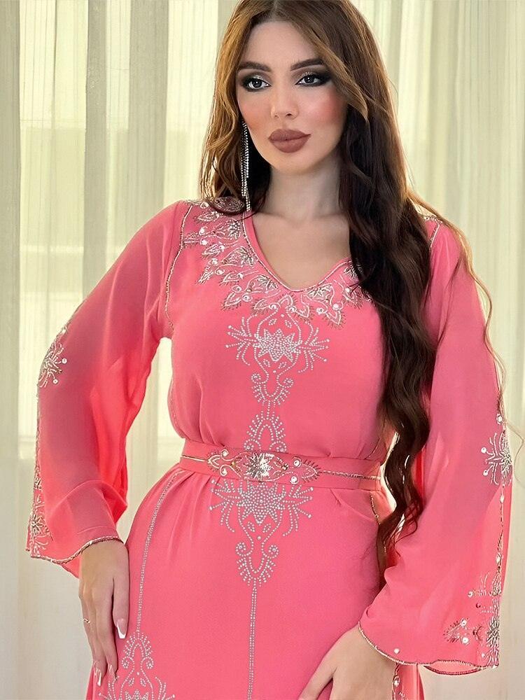 On sale - Arab Diamond Lace-up Modest Kaftan - 4 Colours -