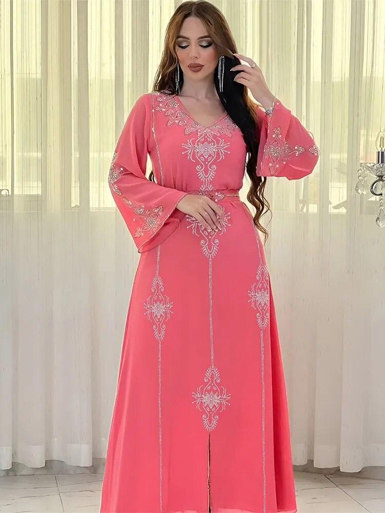 On sale - Arab Diamond Lace-up Modest Kaftan - 4 Colours -