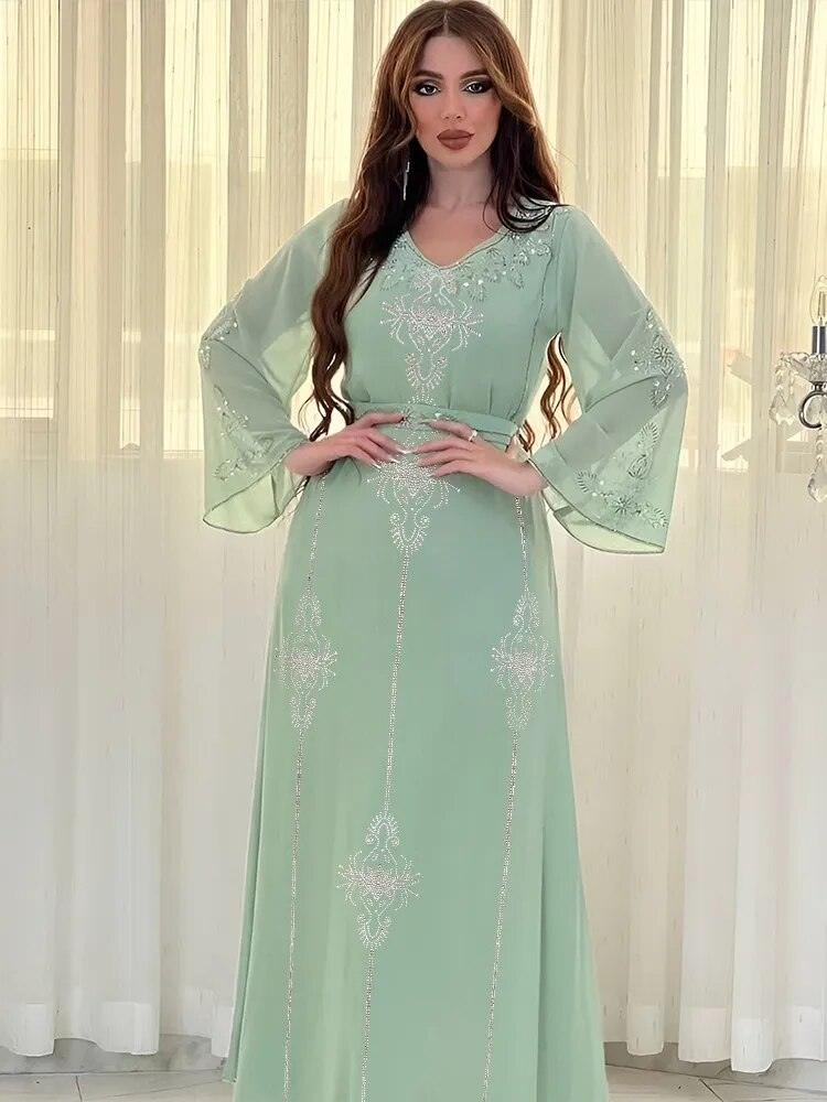On sale - Arab Diamond Lace-up Modest Kaftan - 4 Colours -