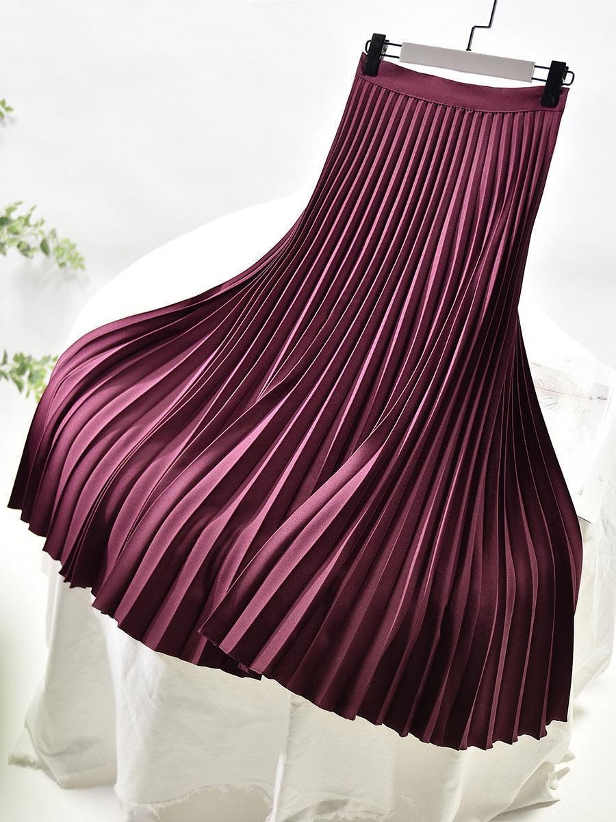 On sale - Autumn Elegant Pleated Skirt - 10 Colours - Free