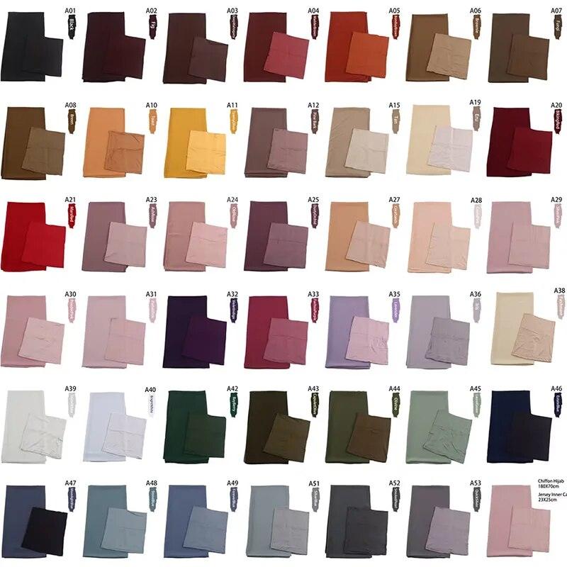 On sale - Chiffon HIjab + Undercap - 41 Colours - Free