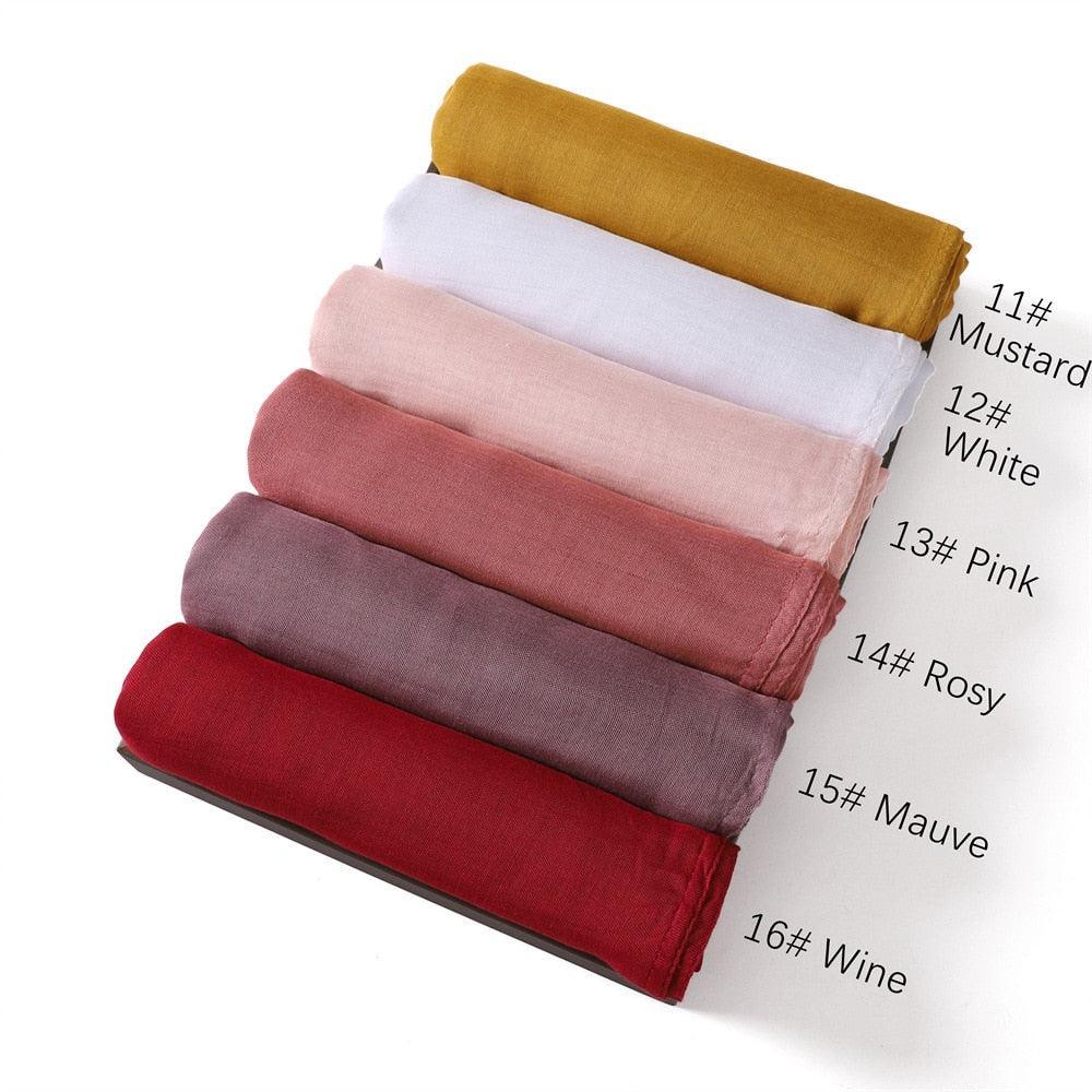 On sale - Double Stitches Edge Viscose Hijab - 16 Colours -