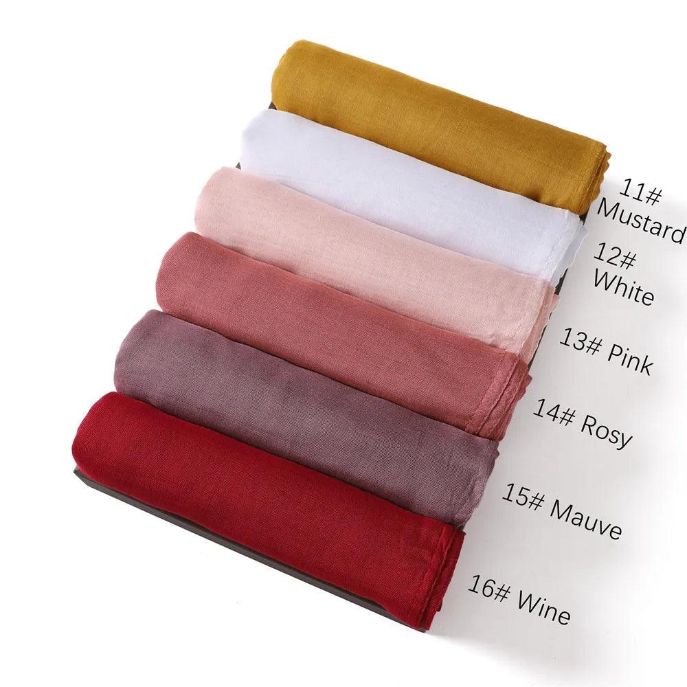 On sale - Double Stitches Edge Viscose Hijab - 16 Colours -