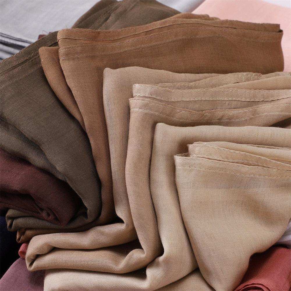 On sale - Double Stitches Edge Viscose Hijab - 16 Colours -