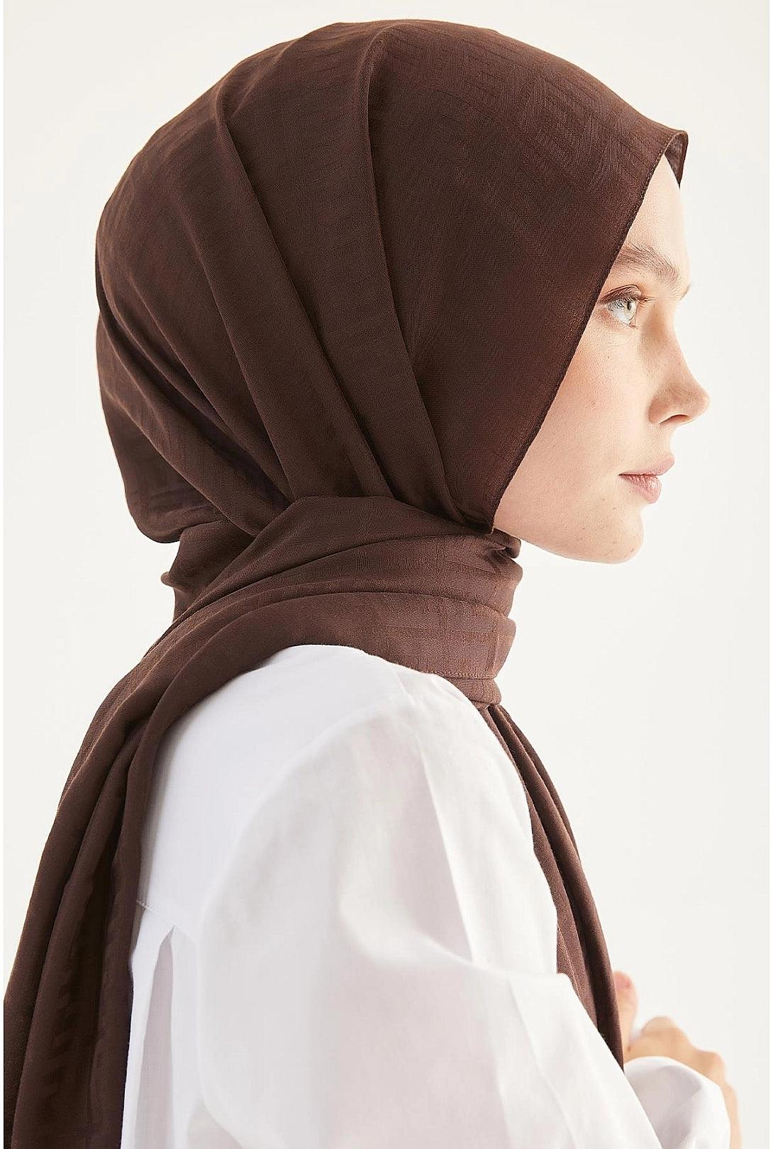 Cotton Hijab Scarf Shawl for Women -  Dark Brown