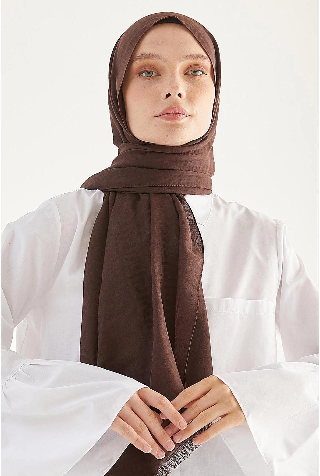 Cotton Hijab Scarf Shawl for Women -  Dark Brown