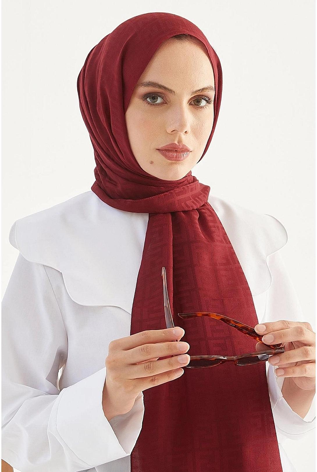 Cotton Hijab Scarf Shawl for  Women -  Claret Red