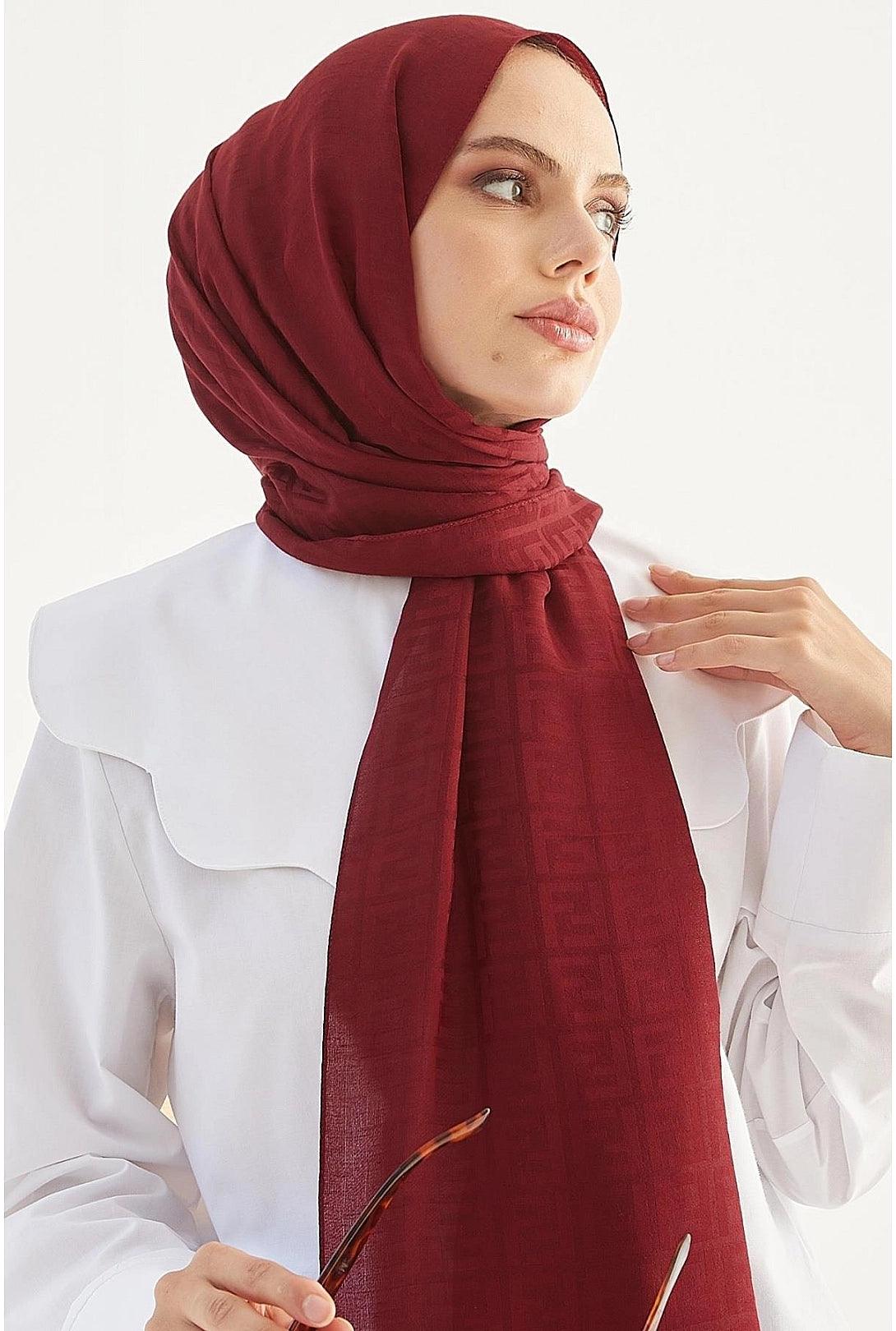 Cotton Hijab Scarf Shawl for  Women -  Claret Red