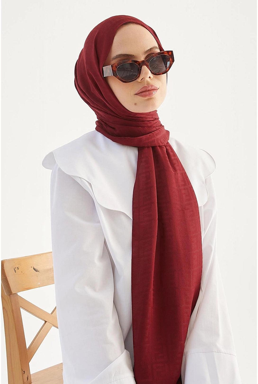 Cotton Hijab Scarf Shawl for  Women -  Claret Red