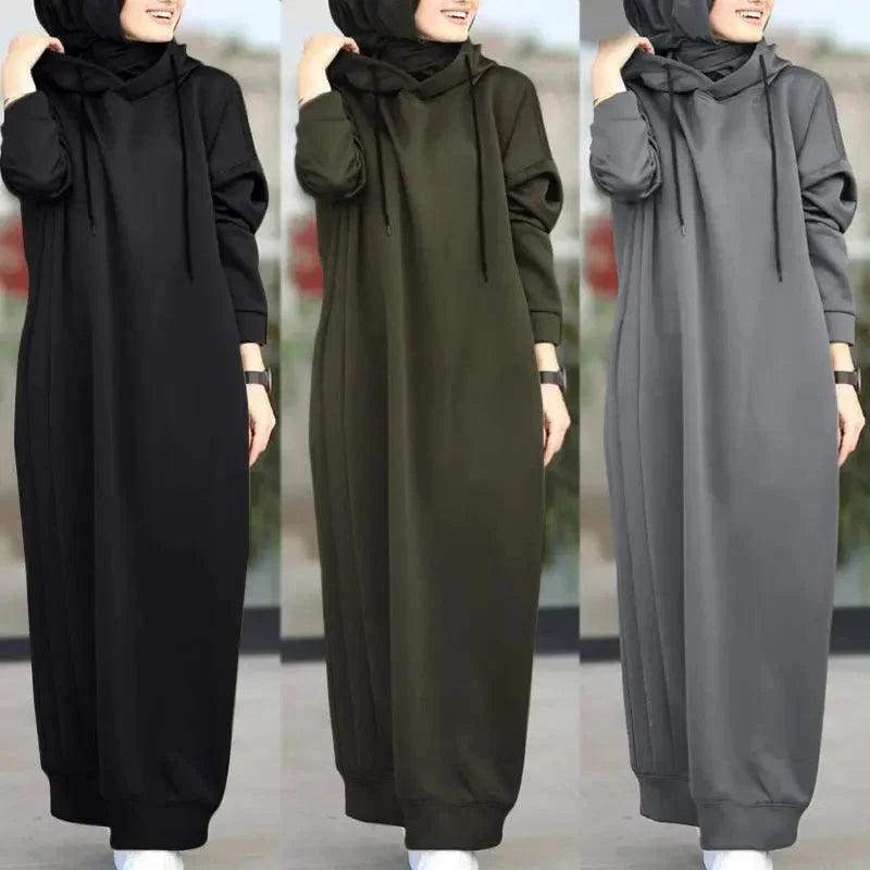 On sale - Hooded Turkish Hijab Abaya - 3 Colours - Free
