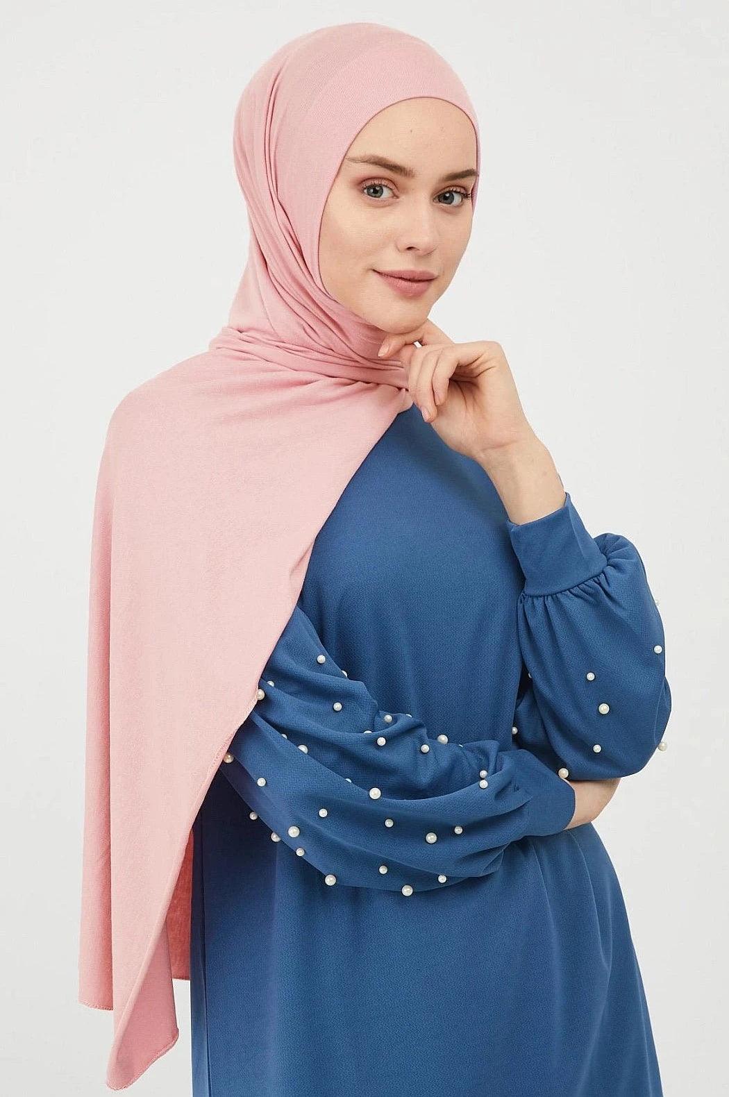 Liny Cotton Combed Hijab Scarf - Salmon Pink