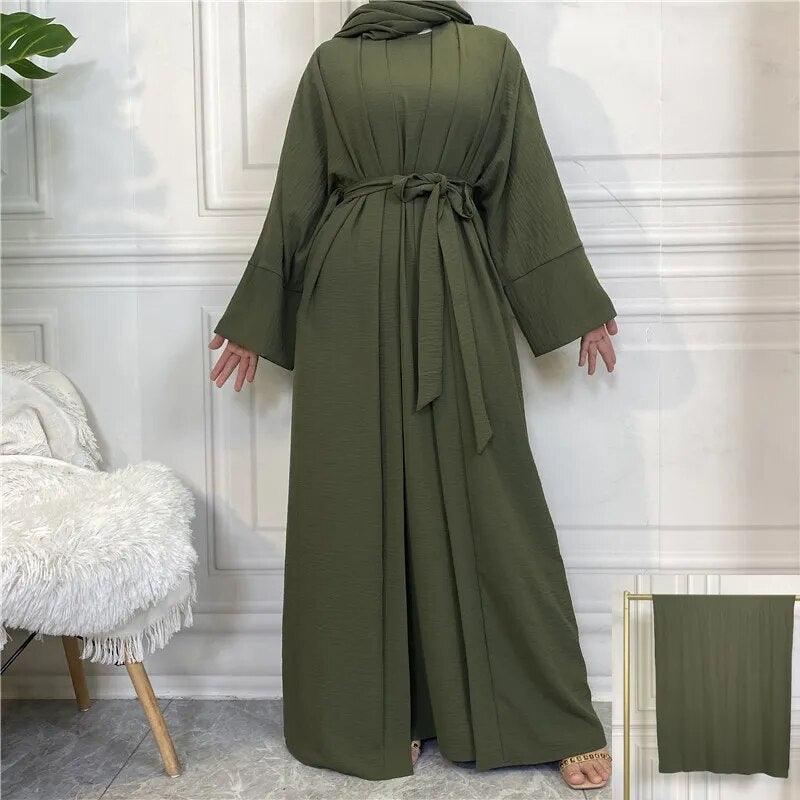 On sale - Open Abaya - 2 Piece Set - 16 Colours - Free