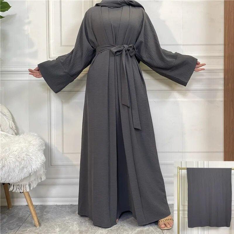 On sale - Open Abaya - 2 Piece Set - 16 Colours - Free