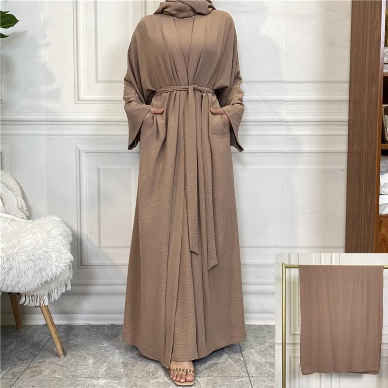 On sale - Open Abaya - 2 Piece Set - 16 Colours - Free