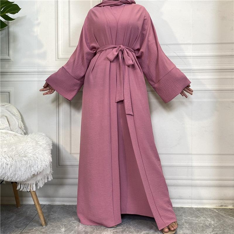 On sale - Open Abaya - 2 Piece Set - 16 Colours - Free