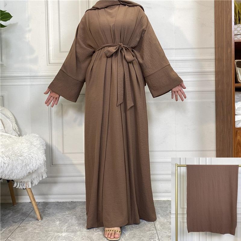 On sale - Open Abaya - 2 Piece Set - 16 Colours - Free