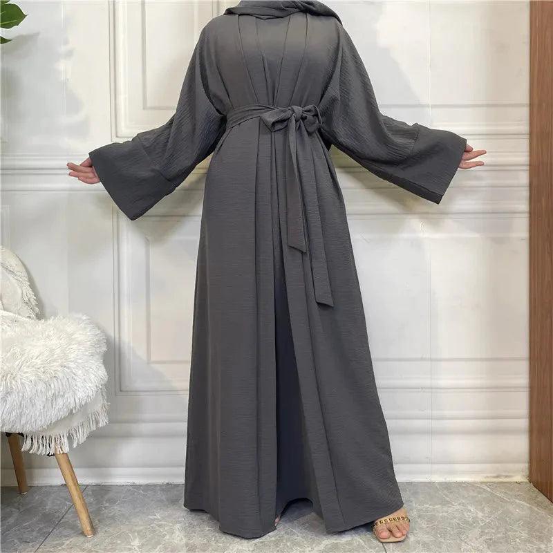 On sale - Open Abaya - 2 Piece Set - 16 Colours - Free