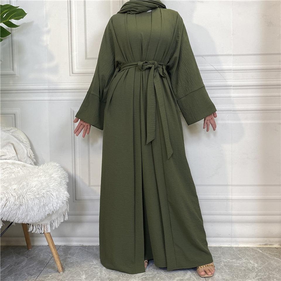 On sale - Open Abaya - 2 Piece Set - 16 Colours - Free