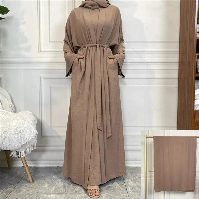 On sale - Open Abaya - 2 Piece Set - 16 Colours - Free