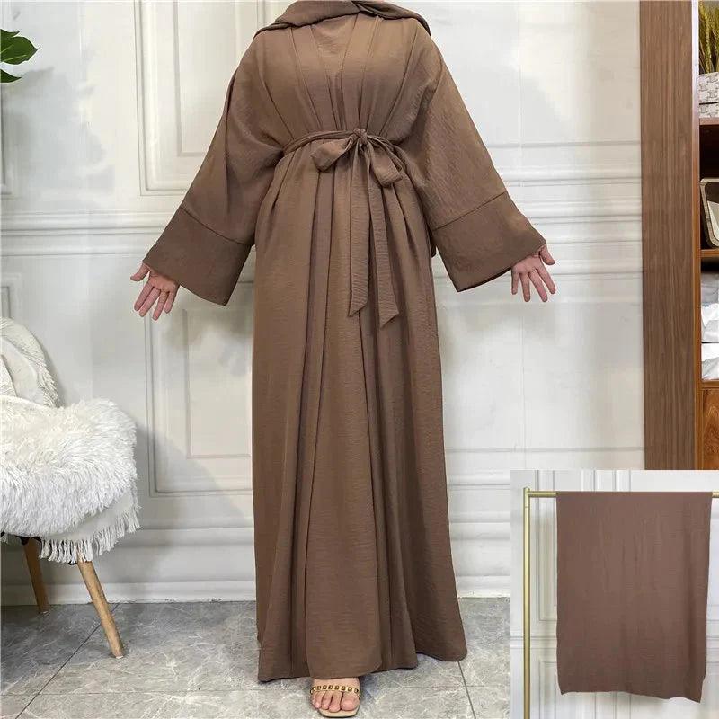 On sale - Open Abaya - 2 Piece Set - 16 Colours - Free