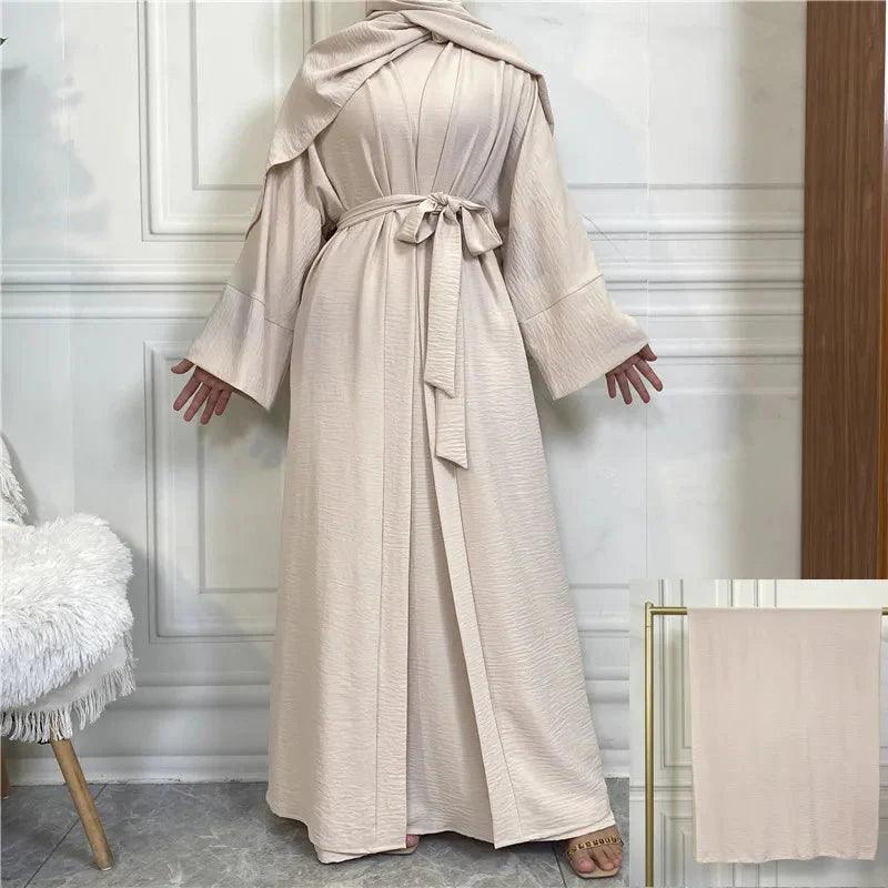 On sale - Open Abaya - 2 Piece Set - 16 Colours - Free