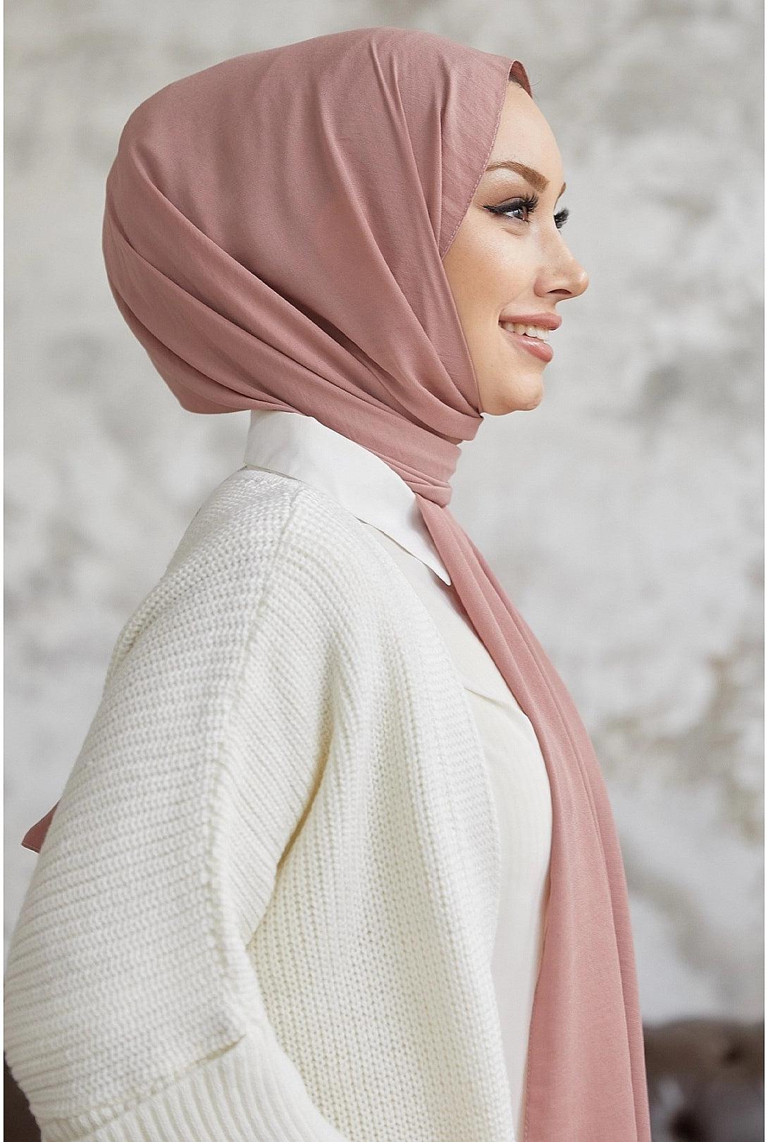 Modest Jazz Cotton Hijab Scarf - Dried Rose