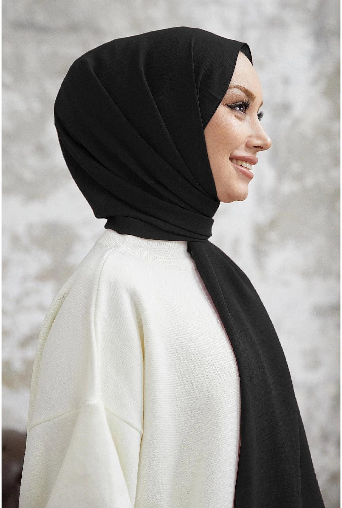 Jazz Cotton  Black Hijab Scarf Shawl