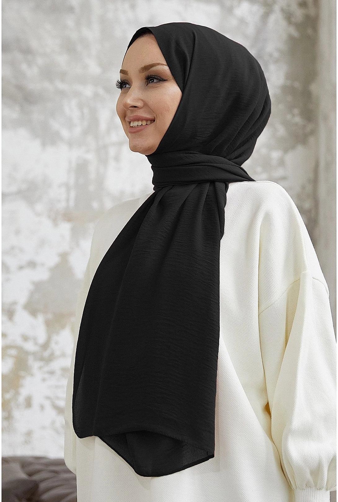 Jazz Cotton  Black Hijab Scarf Shawl