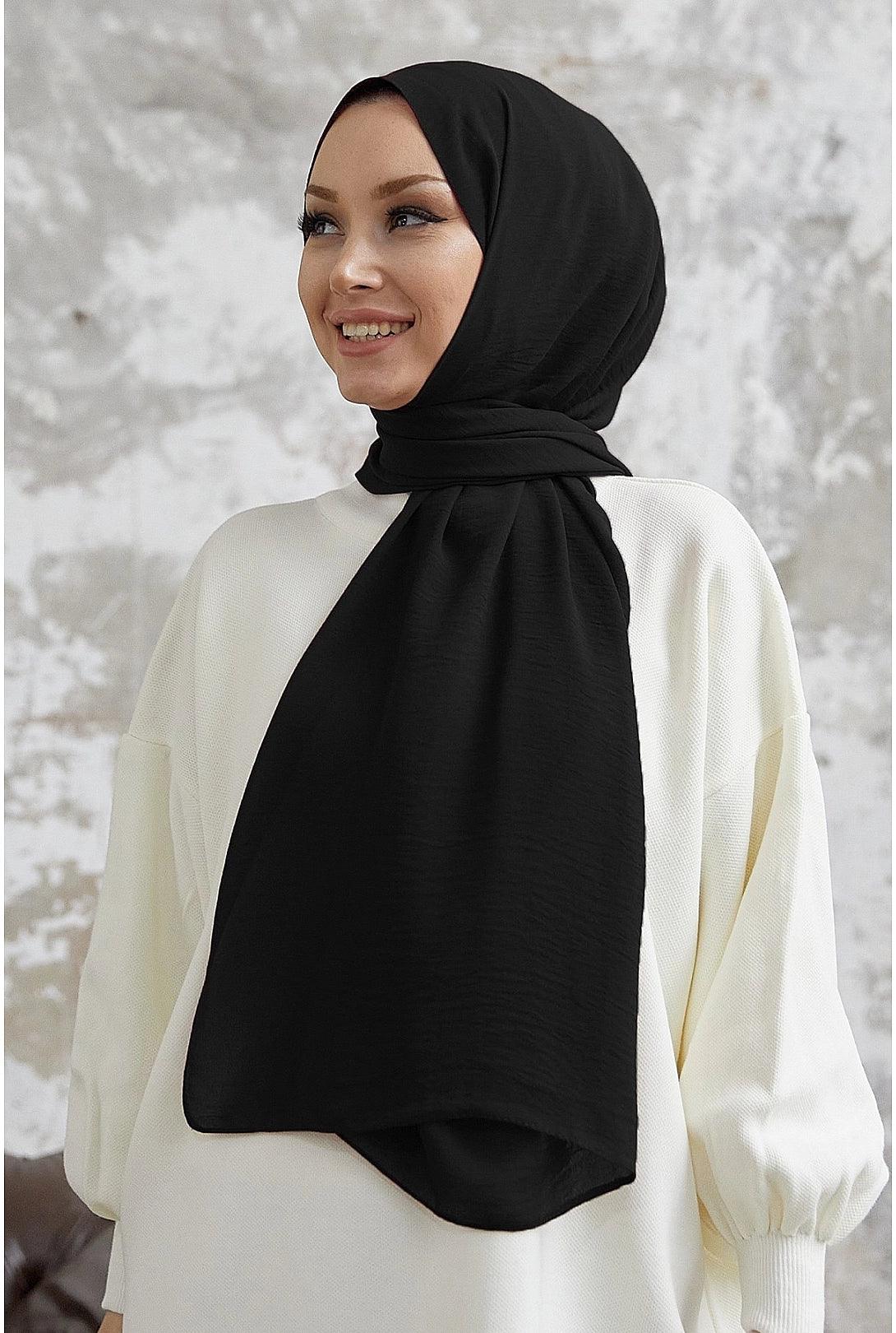 Jazz Cotton  Black Hijab Scarf Shawl