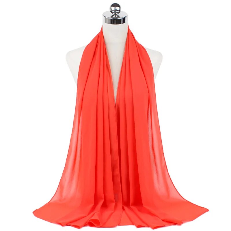 On sale - Solid Chiffon Headscarf - 64 Colours - Free