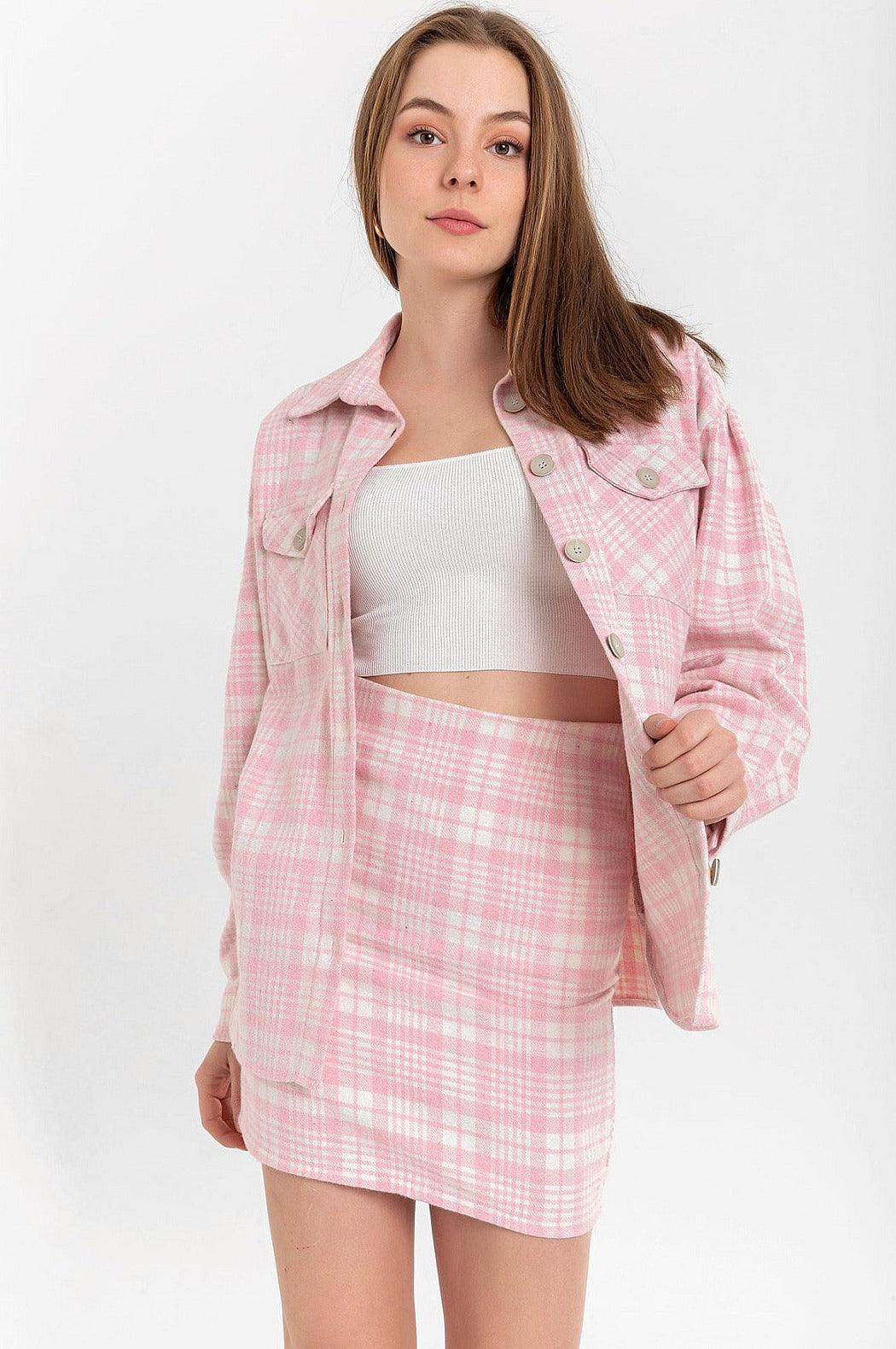 Lumberjack Striped Short Mini Skirt - Pink