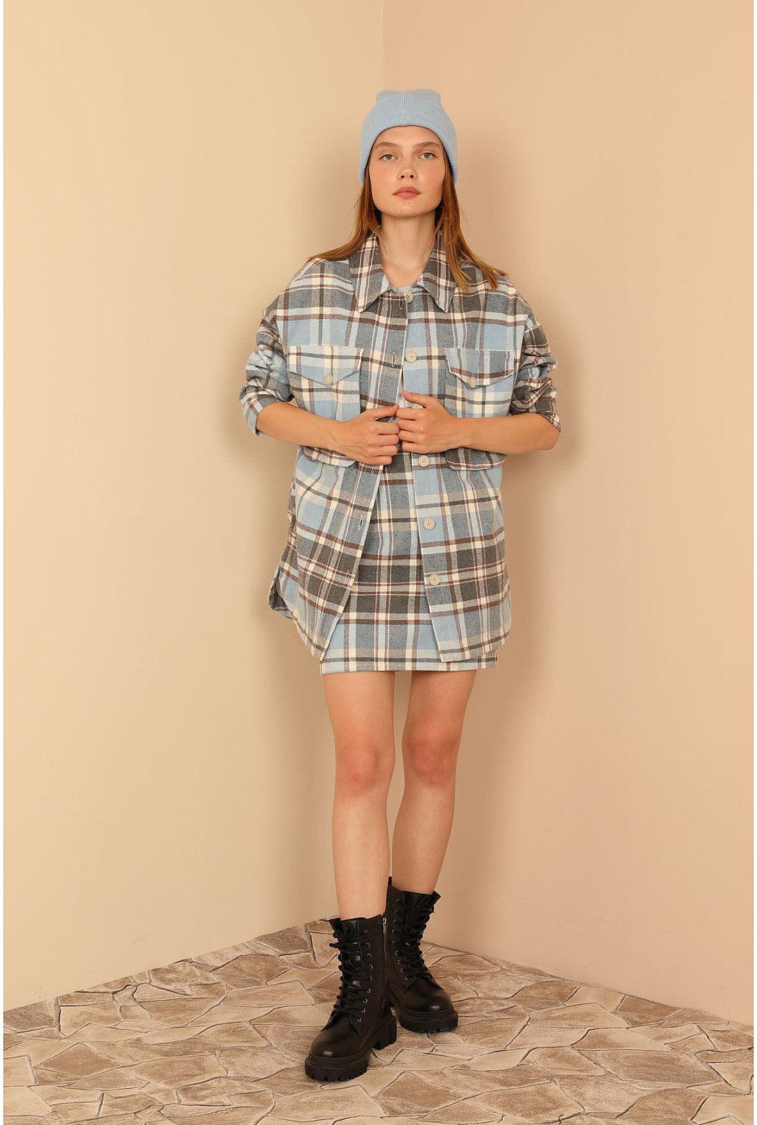 Lumberjack Short Mini Skirts for Women - Blue
