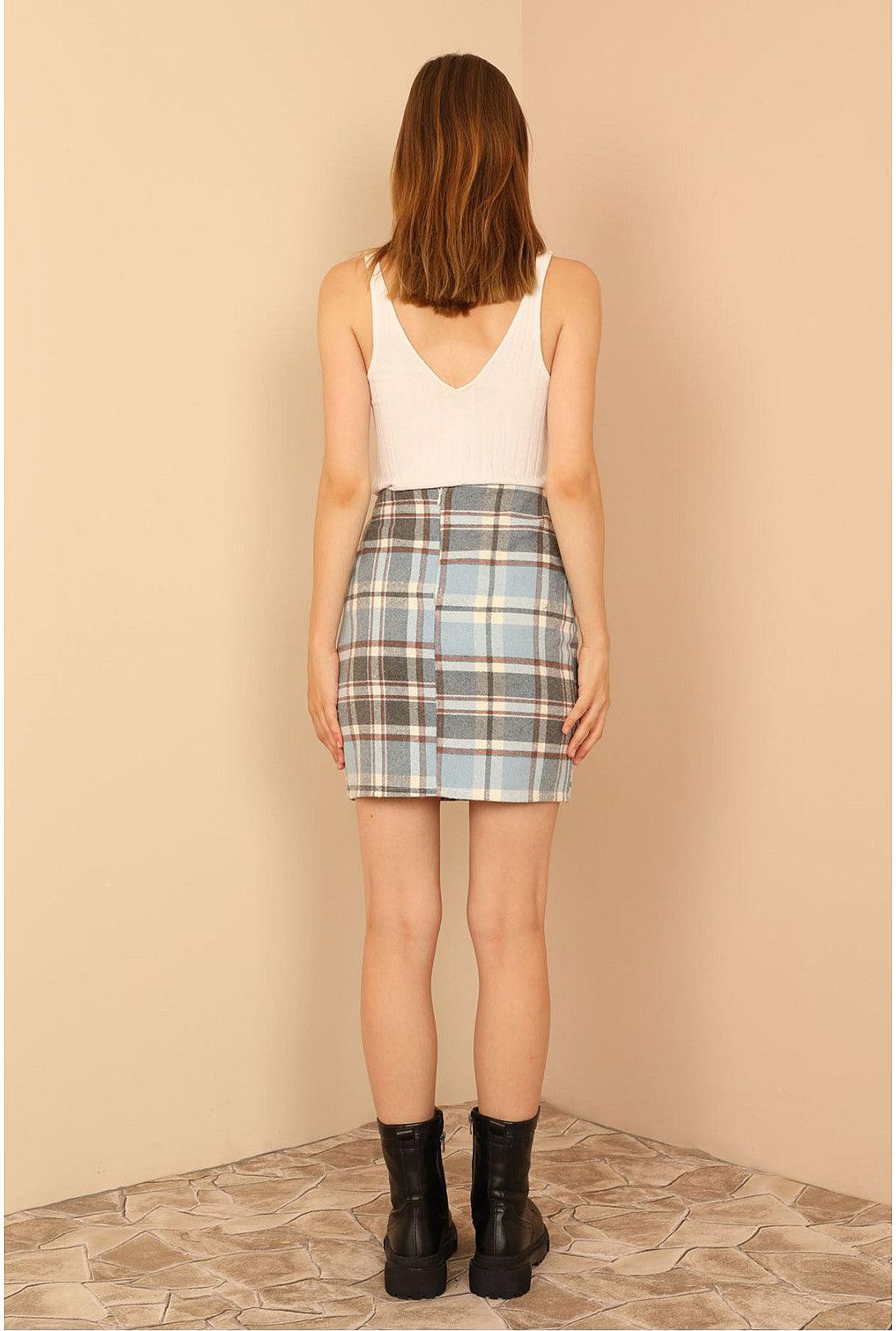 Lumberjack Short Mini Skirts for Women - Blue