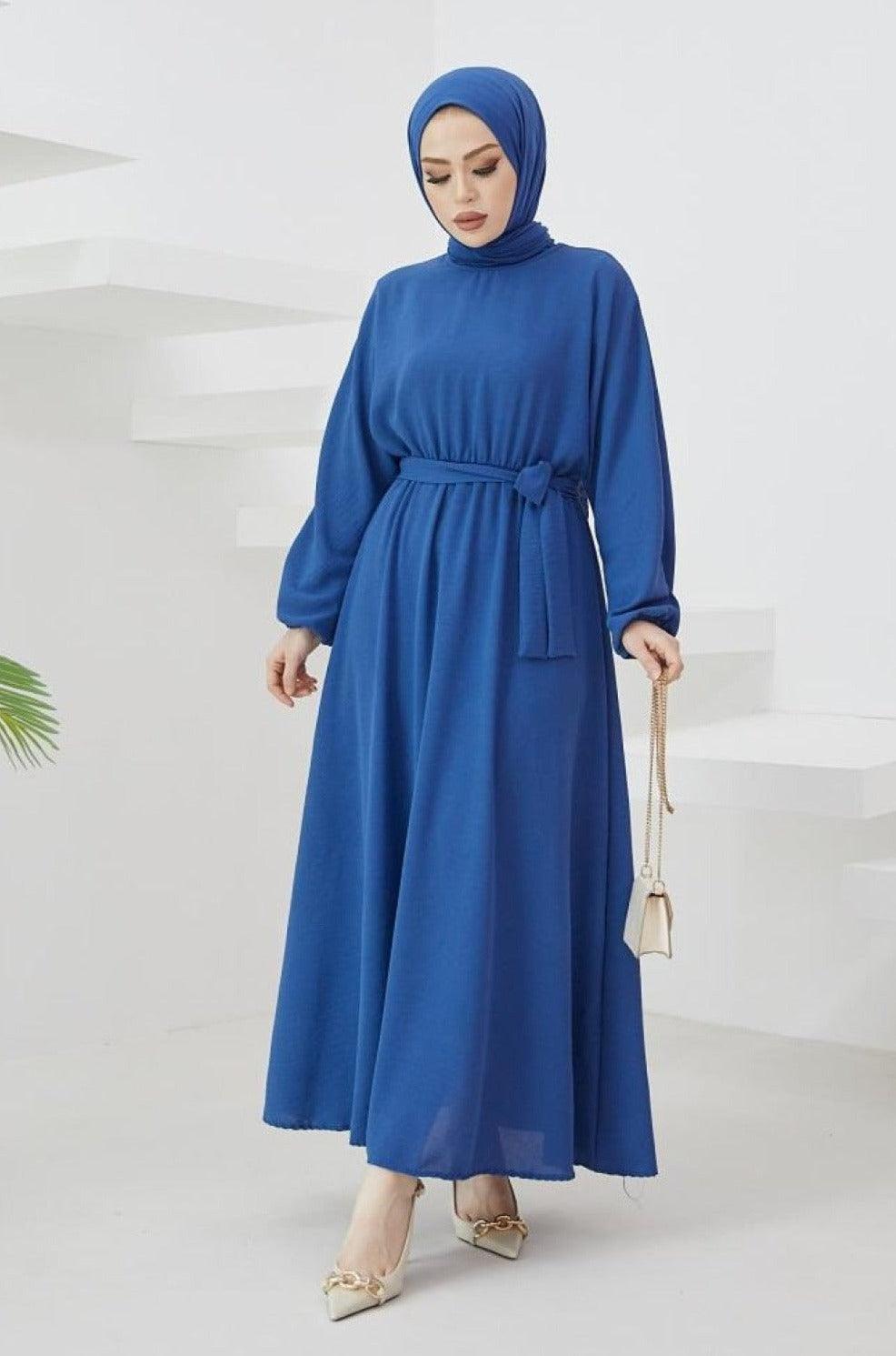 Elegant Long Dubai Abaya Dress - Blue