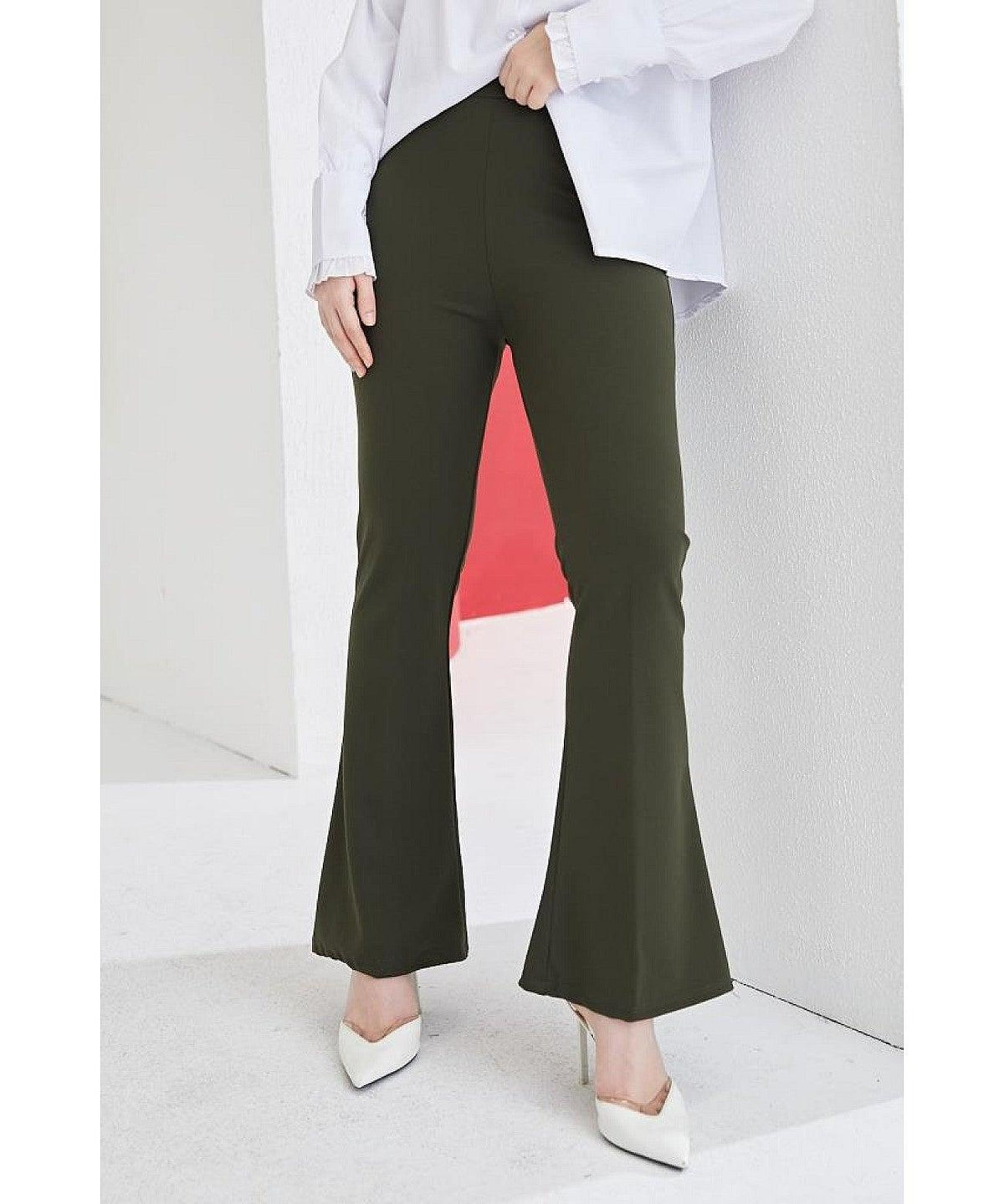 High Waist Flare Dress Pants for Women - Khaki