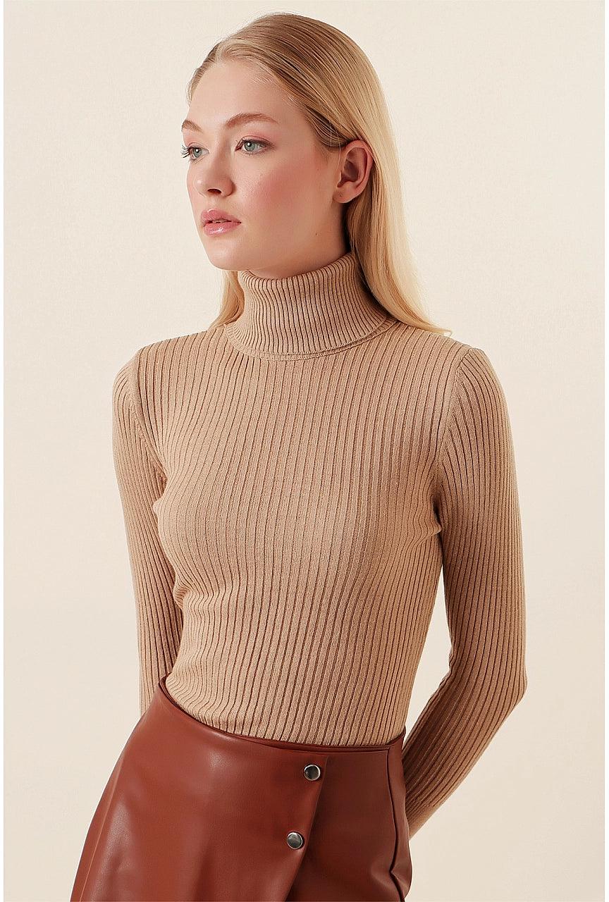 Knitted Turtleneck Long Sleeves Sweater Jumper for Women