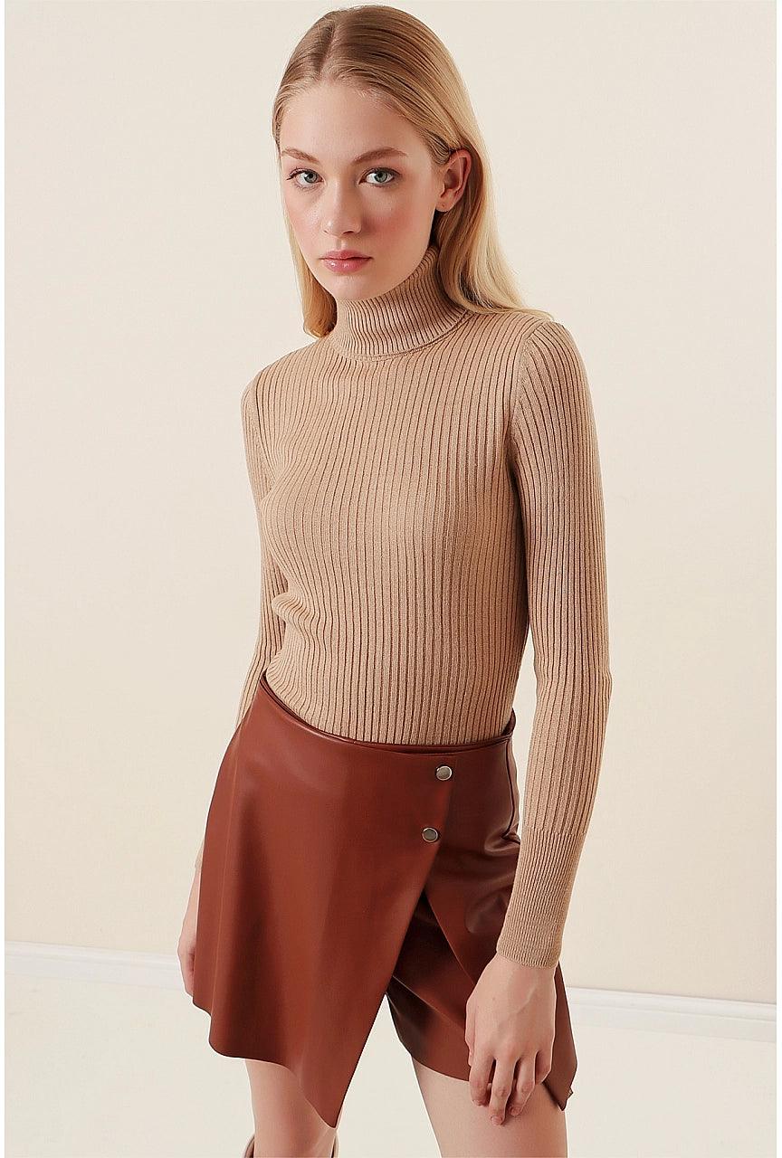 Knitted Turtleneck Long Sleeves Sweater Jumper for Women