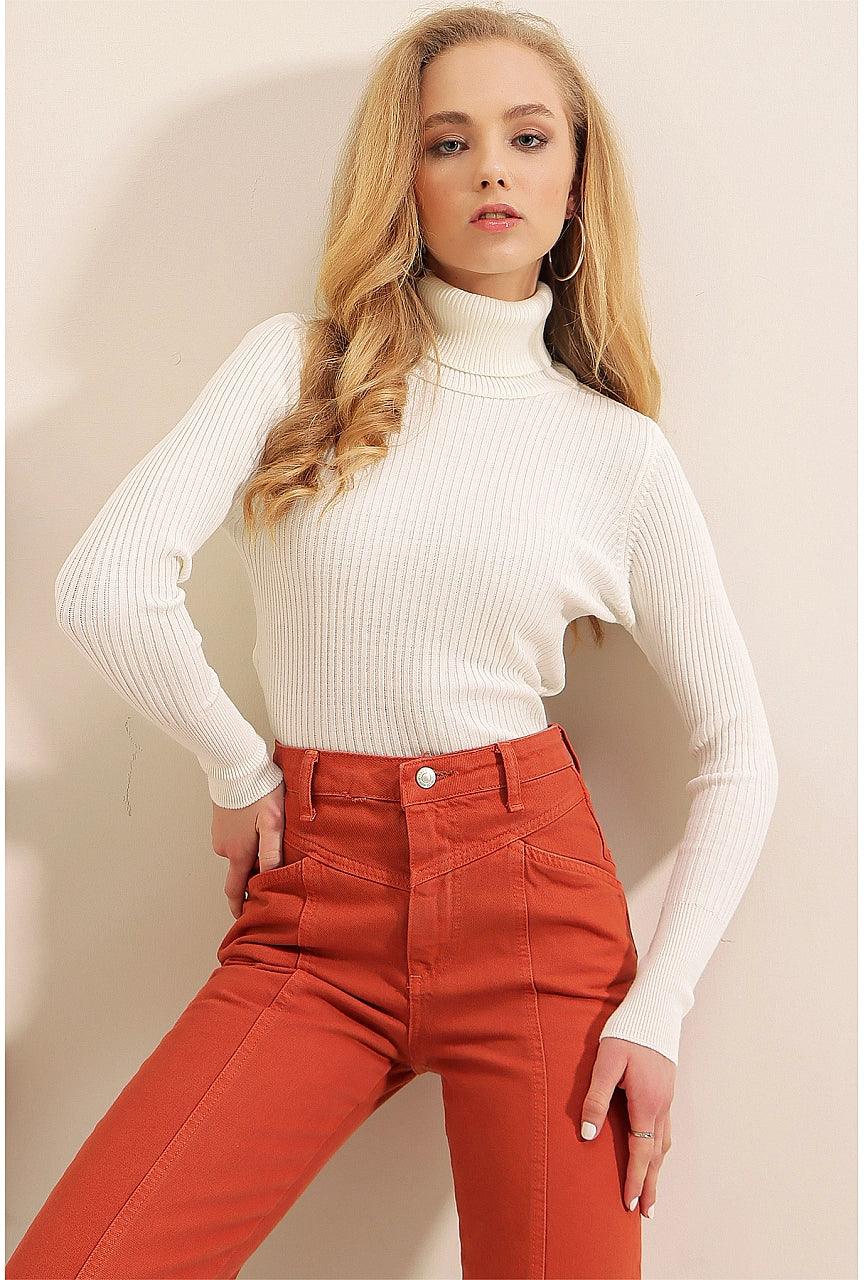 Knitted Turtleneck Long Sleeves Sweater Jumper for Women