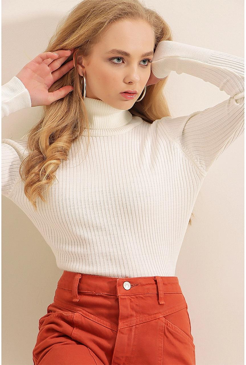 Knitted Turtleneck Long Sleeves Sweater Jumper for Women