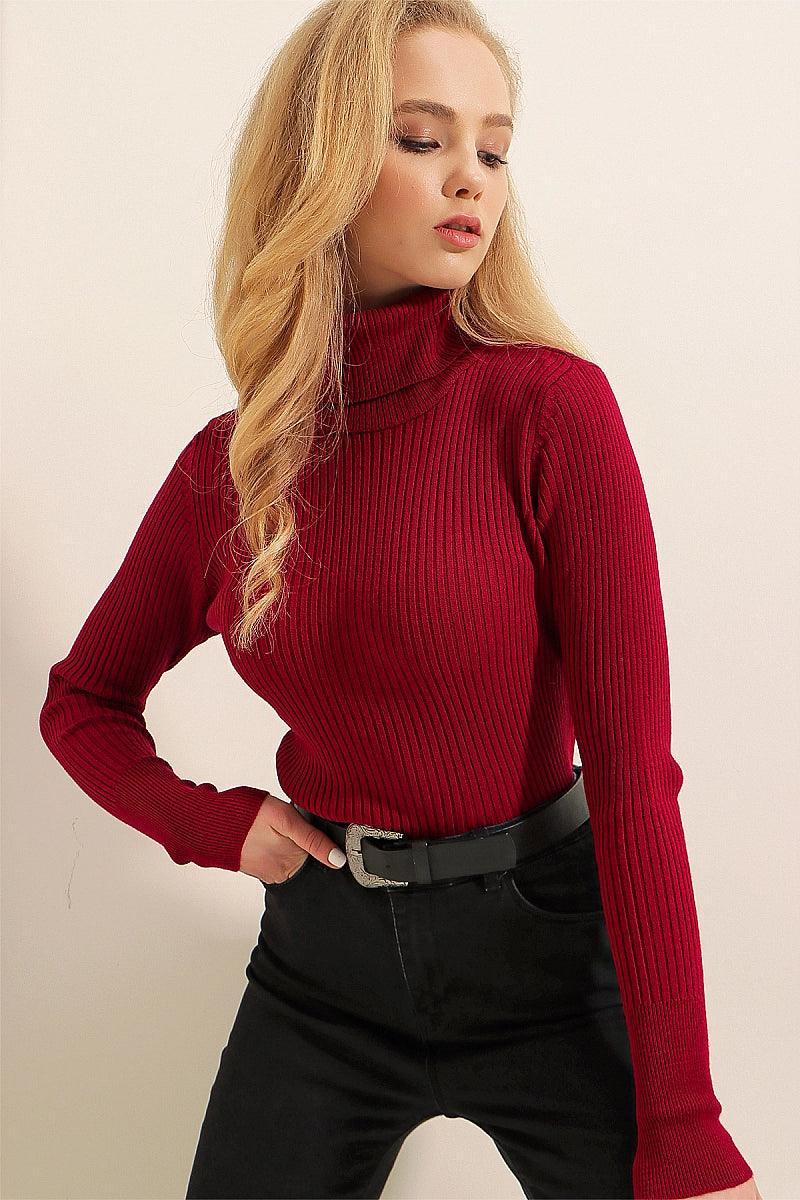 Knitted Turtleneck Long Sleeves Sweater Jumper for Women