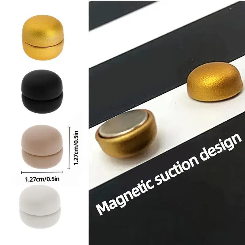 4 Pcs Matte Colors Macaroon Shape Round Magnetic Buckle