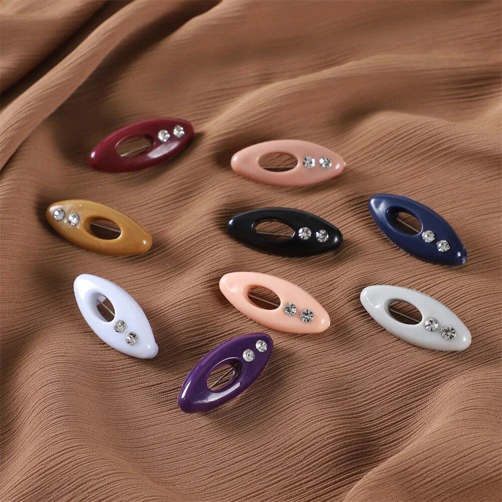 On sale - 12 Pcs Oval Rhinestones Hijab Pins - Free shipping