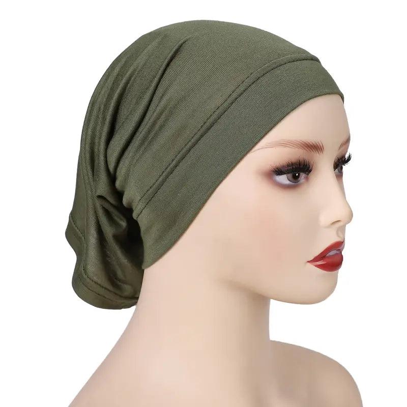 Stretchy Inner Hijab Cap- Army Green