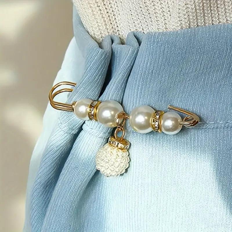 6 Pcs Elegant Faux Pearls Brooch Dress Clips Hat