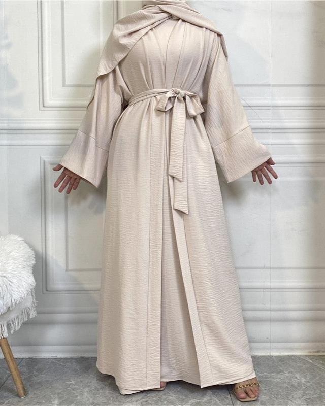 2-Piece Moroccan Kaftan Open Abaya Dress Set for Muslim Women