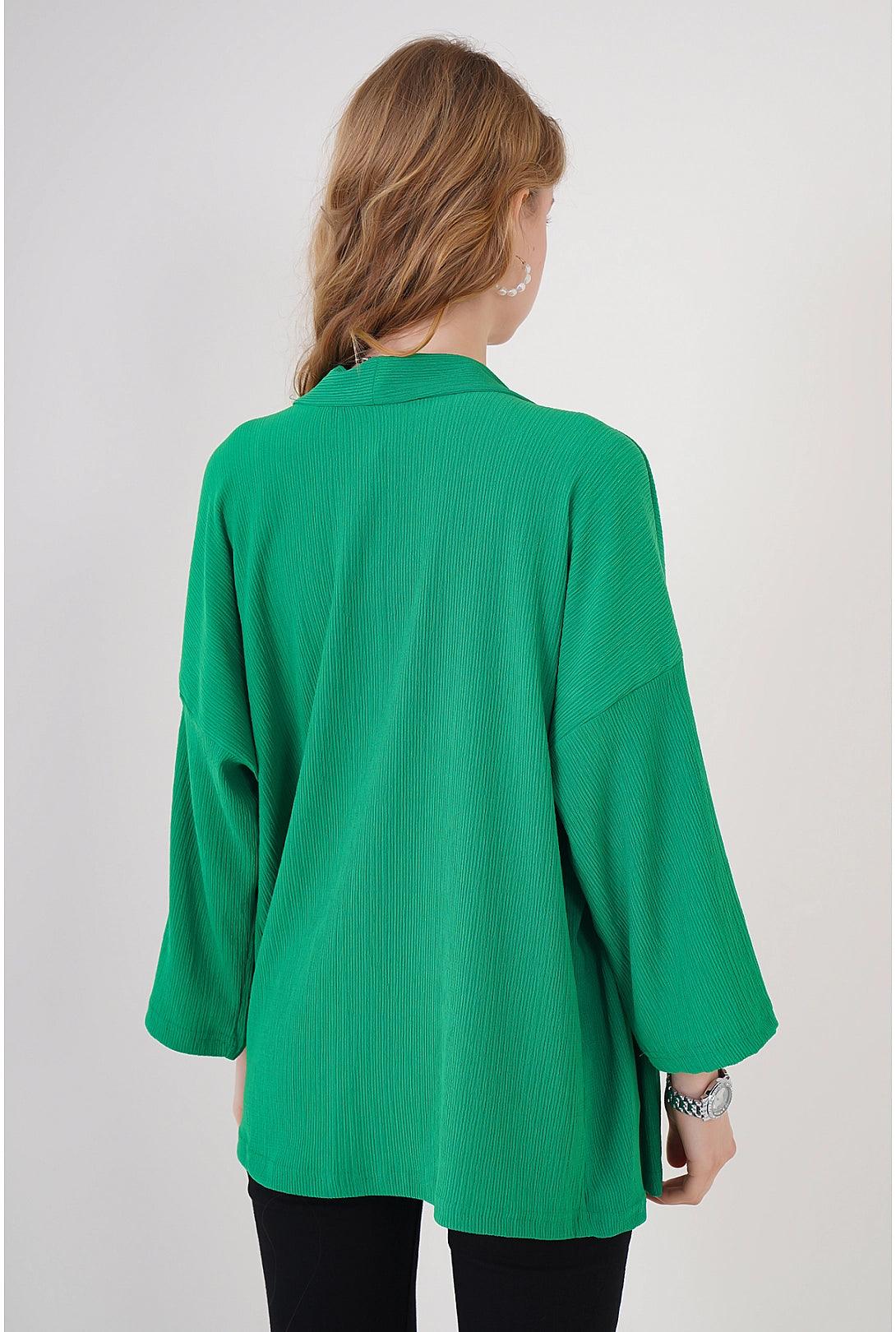 Knitted Womens Kimono Cardigan - Green