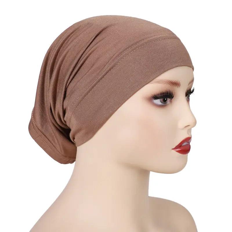 Stretchy Inner Hijab Cap- Light Brownish Red
