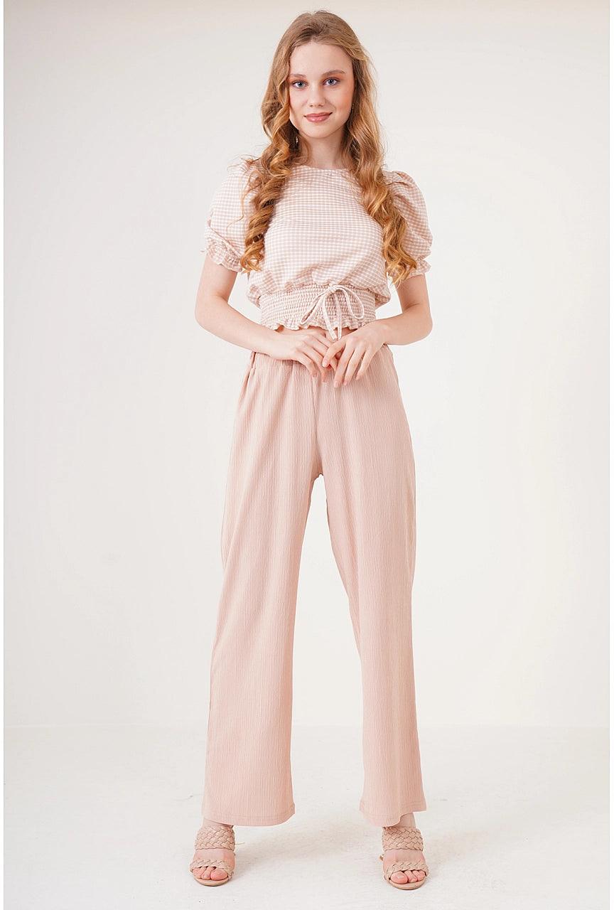 Knit Pants for Women - Biscuit Color